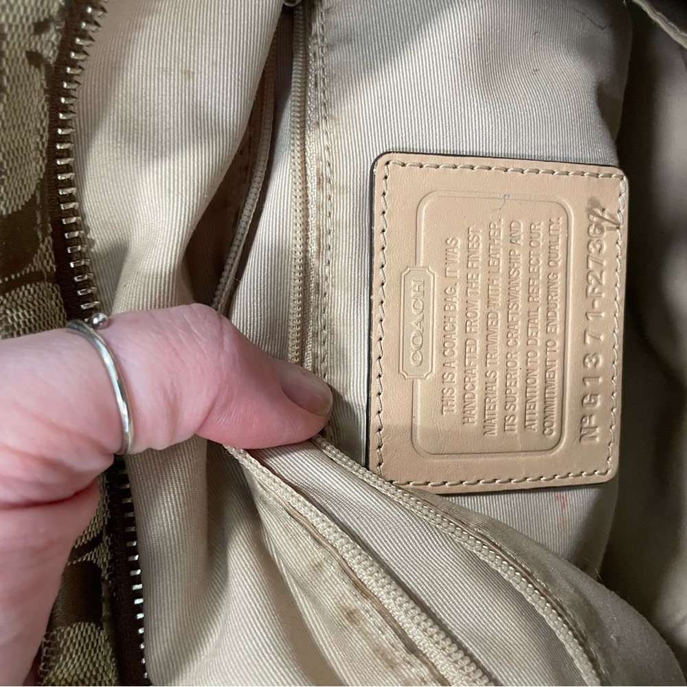 Coach Tan Signature Tote with Leather Accents - Picture 10 of 14